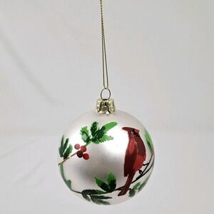 Vintage Blown Glass Cardinal Ornament Christmas Hand Painted